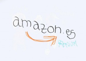 logotipo de amazon premium pintado por un niño